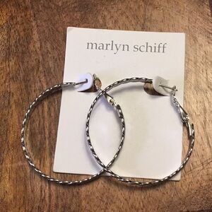 Marlyn Schiff Braided Look Silvertone Hoop Earrings 1.5” J043